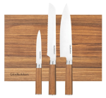3 kniver + skjærebrett i sebratre